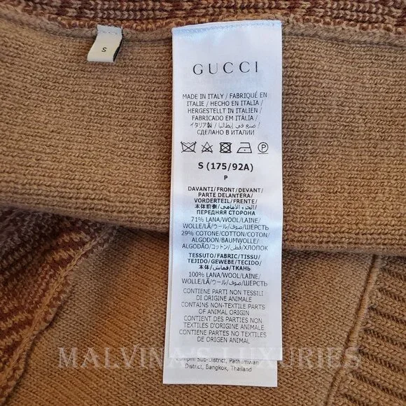 GUCCI MENS SWEATER Ha Ha Ha Harry Styles SQUARE G LOGO CARDIGAN sz S / SMALL - Picture 13 of 15